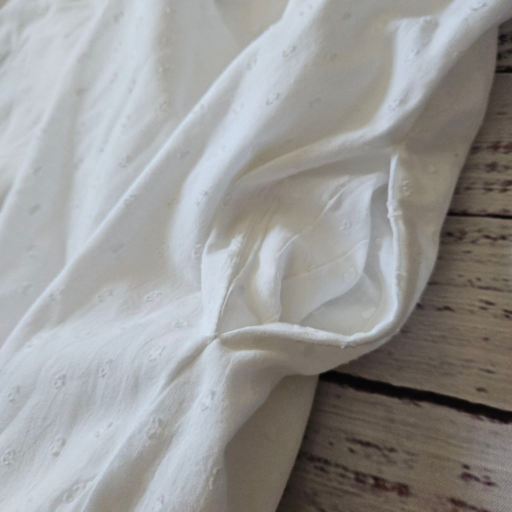 Cleobella Zane White Tiered Swiss Dot Tie Sleeve Midi Dress Womens Medium - Picture 5 of 6